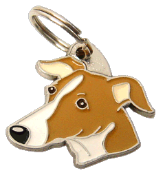 Whippet branco marrom <br> (placa de identificação para cães, Gravado incluído)